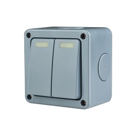 Outdoor Switch, USUPERINK IP66 Weatherproof Outdoor Light Switch, 2 Gang 2 Way Dual Switch, SPDT Electrical Switch, 10A 110-250V, for Outdoor, Garden, Pool, Patio Area