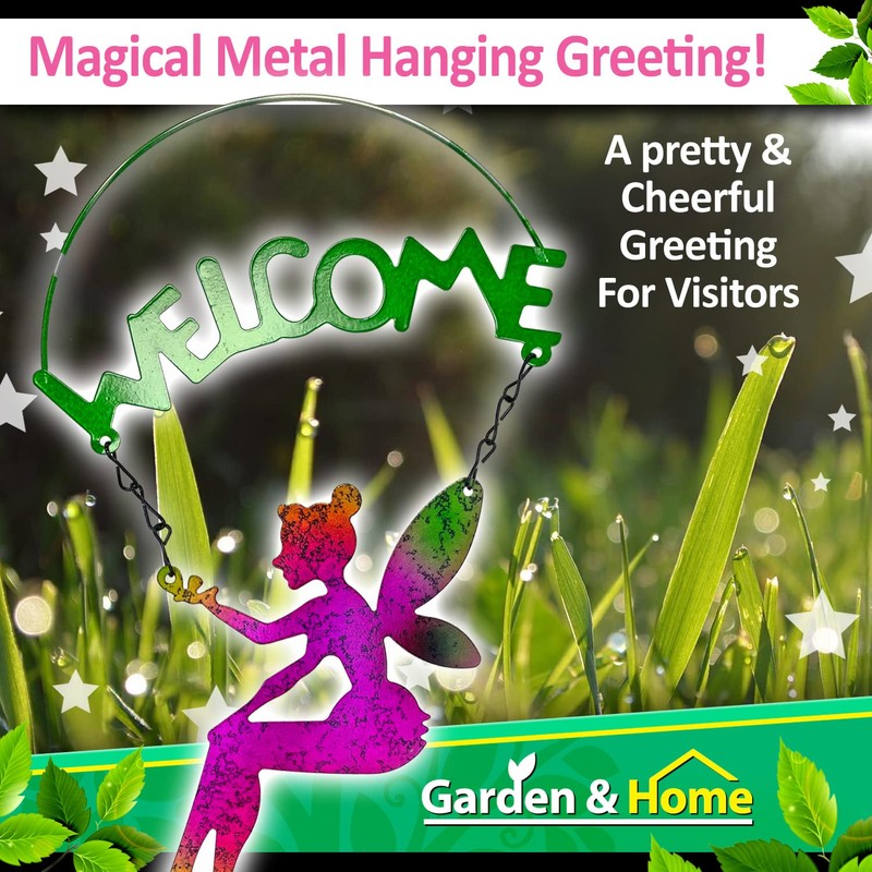 VFM - Garden Fairy Sign Metal Fairy Welcome Sign -