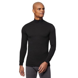 32 DEGREES HEAT Mens Performance Thermal Lightweight Baselayer Mock Top Long Sleeve Top, Black, Large