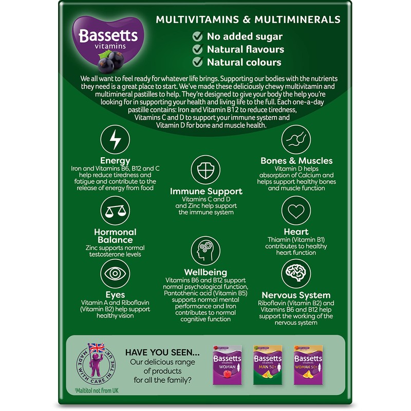 Bassetts Vitamins Man Multivitamins & Multiminerals Blackcurrant 30's
