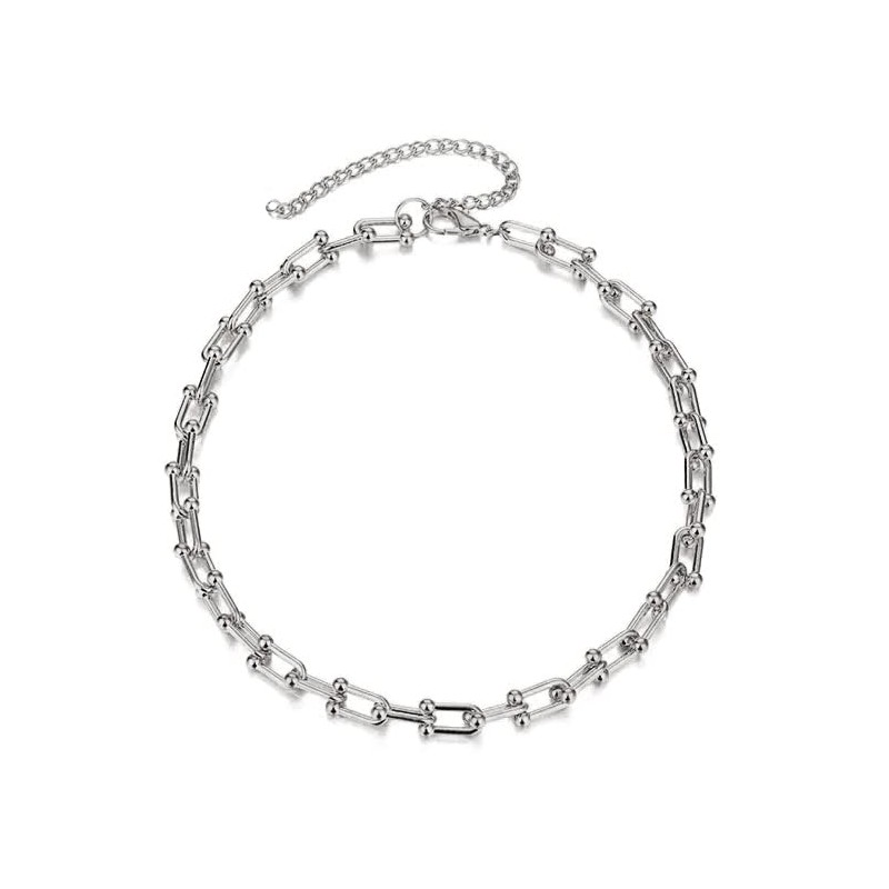 LUXSTAR Women's U-Link Chain Necklace, Hypoallergenic, Stainless Steel, 45 cm,