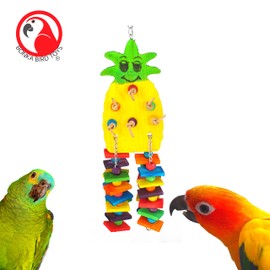 Bonka Bird Toys 1733 Medium Pineapple Toys Colorful Chew Wood Hanging Pulling Parrot Parrotlet Cockatoo African Grey Macaw