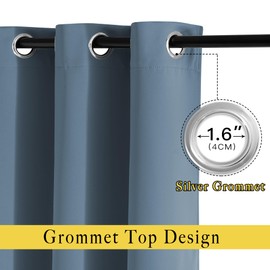 NICETOWN Room Darkening Drapes for Nursery - (52 inches Width by 108 inches Length, Smoky Blue, 1 Pair) Light Blocking Curtain Panels for Bedroom Boys Room, Soft Fabric Window Treatment