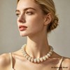 Aoyom Chunky Acrylic Beaded Choker Necklaces for Women Cream