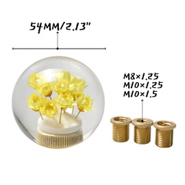 JINGLING Underwater Flower Gear Knob Flower in Bubble Water Stick AT MT Universal Transparent Ball Gear Lever Head Car Parts with 3 Types of Adapters (Yellow)