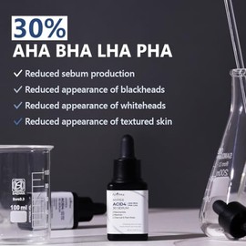 Isntree Suero Exfoliante Facial Hyper Acid 4 30 - Serum Coreano de Enjuague con 30% Aha Bha Pha Lha, Niacinamida y Carbón, Poros, 20 Ml