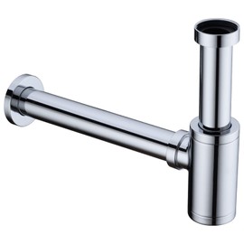 Bathroom Contemporary Bottle P Trap Round 1 1/4 Inch Decorative P-Trap, Lavatory Adjustable Bathroom Basin Sink Waste Drain Kit, Wall Drainage,Polished Chrome