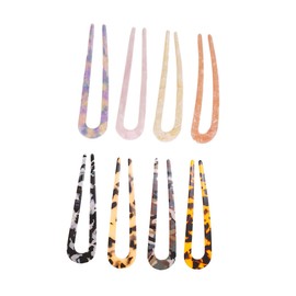 Healvian 8pcs u Shape Hairpins for Bun Styling Tortoise Shell Acetate Forks for Updo Hairstyles French Hairpin for Women for Chignons and