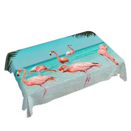 Walmsco Tablecloth Blue Beach Flamingo Decor For Dining Room Kitchen Rectangular Table Cover 132 * 178cm