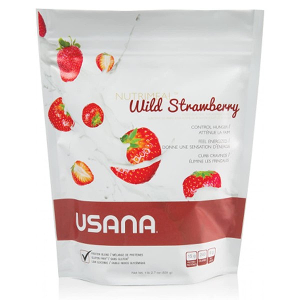 USANA Nutrimeal Meal Replacement Shake - Wild Strawberry - NON-GMO - Gluten Free - Low Glycemic - 540 Grams - 9 Servings