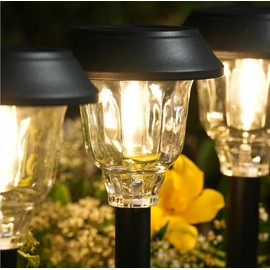 DOESLAG Solar Lights Outdoor Waterproof, 6 Pack Metal Glass Solar Pathway Lights Outdoor, Bright LED Outdoor Solar Lights for Yard Garden Path Walkway