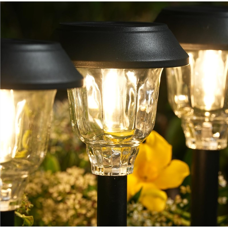 DOESLAG Solar Lights Outdoor Waterproof, 6 Pack Metal Glass Solar