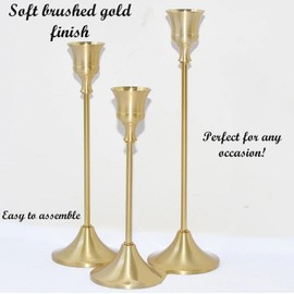 Generic Set of 6 Gold Tapered Candle Holders, Vintage Style Minimalist Decorative centerpieces, Candlestick Holders for Celebration, Table, Wedding, Party