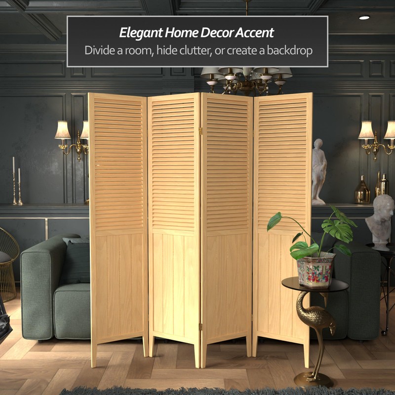 Red Lantern SS-BEAD-Natural-4P Room Divider, 4 Panel, Natural