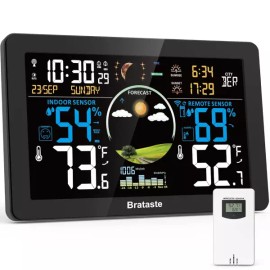 Weather Station 웨더 스테이션 무선 실내 실외 원격 센서가 장착된 디지털 온도계 7.5인치 HD VA 디스플레이 홈 정확한 Wireless Weather Station with Remote Sensor Digital Thermometer 7.5 Inch HD VA Display Home Accurate