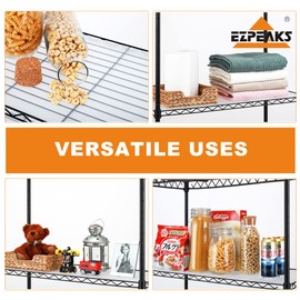 EZPEAKS 3-Shelf Shelving Unit with 3-Shelf Liners, Adjustable Rack, Steel Wire Shelves, Shelving Units and Storage for Kitchen and Garage (36W x 16D x 36H) Black