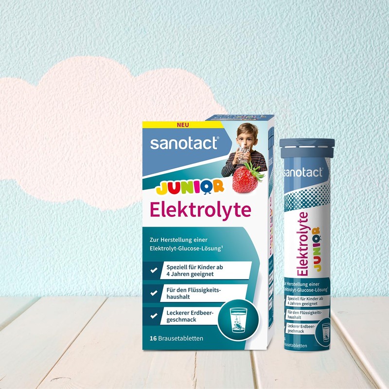sanotact Electrolytes Junior (16 Effervescent Tablets), Electrolytes for Children for