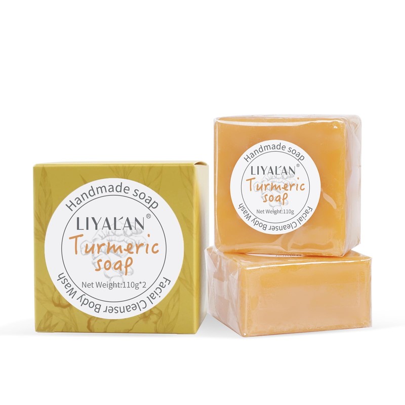 LIYALAN Turmeric Soap Bar 3.88 oz X 2Bars for Face