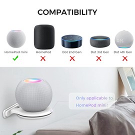 AHASTYLE HomePod Mini Wall Mount ABS Stand Holder with Cable Management Accessories for Apple HomePod Mini with Screws Space Saving for Kitchen, Bathroom and Bedroom (White_2 Pieces)