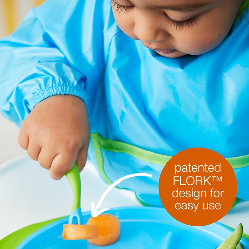 Toddler Cutlery Set with Uniquely Shaped Fork and Spoon (Pistachio)