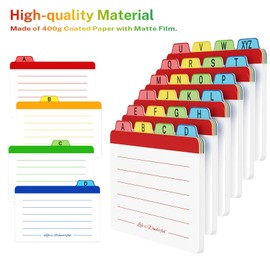 Neando 5 x 8 inches Index Card Dividers, Alphabetical Tabbed Index Cards Guides, Colored Note Cards, File and Recipe Guides with Alphabetical Tabs, Assorted Colors, 24 Counts, A-Z Guide
