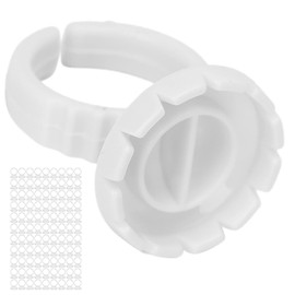 Pack of 100 Eyelash Glue Ring Cup, Disposable Eyelash Extension Glue Holder Accessories (White 100 Packs)