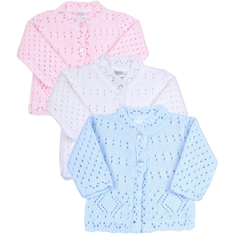 Babyprem Premature Baby Cardigan Jacket Lacy Knitted 3-8lb Blue PREM