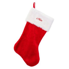 Fastasticdeal Mia Embroidered Name Red Plush Christmas Stocking