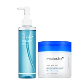 Korean Pore Cleansing & Exfoliating Skincare Set, Blackhead Cleansing Oil & AHA BHA Toner Pads, Makeup Remover, Pore Minimizing, Oil Control & Skin Texture Refining Routine