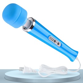 Wired Powerful Handheld Wand Massager, Strong Personal Vibration Massage for Sports Recovery, Back Muscle Aches, Whole Body Pain (Blue)