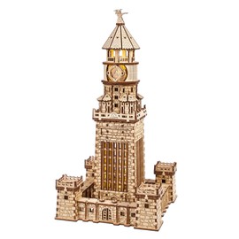 UGEARS Lighthouse of Alexandria 3D Puzzle - DIY Kits for Adults 3D Wooden Puzzles for Adults with LED Night Light - Model Kits Wooden Craft Sets 340 Pieces