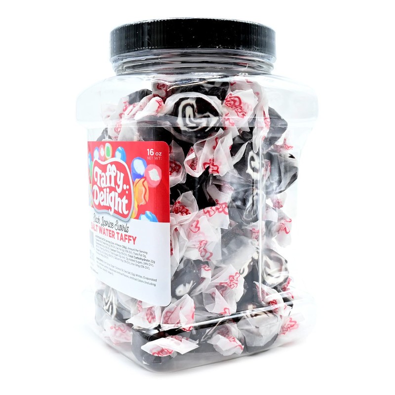 Taffy Delight Salt Water Taffy (16oz, Black Licorice Swirls)