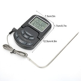 Programmable with Timer, Instant Read, Wired Probe, Digital, Home Kitchen, Programmable Digital Cooking, Food Thermometer, Timer Tool with Probe