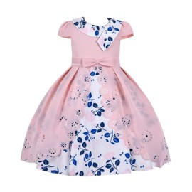 Cosplay Life Floral Dress for Girls and Young Adults Fashion Flower Waistline Kids Party Festival Dress Ages 5-9 Years Old (Peach, 7YRS)