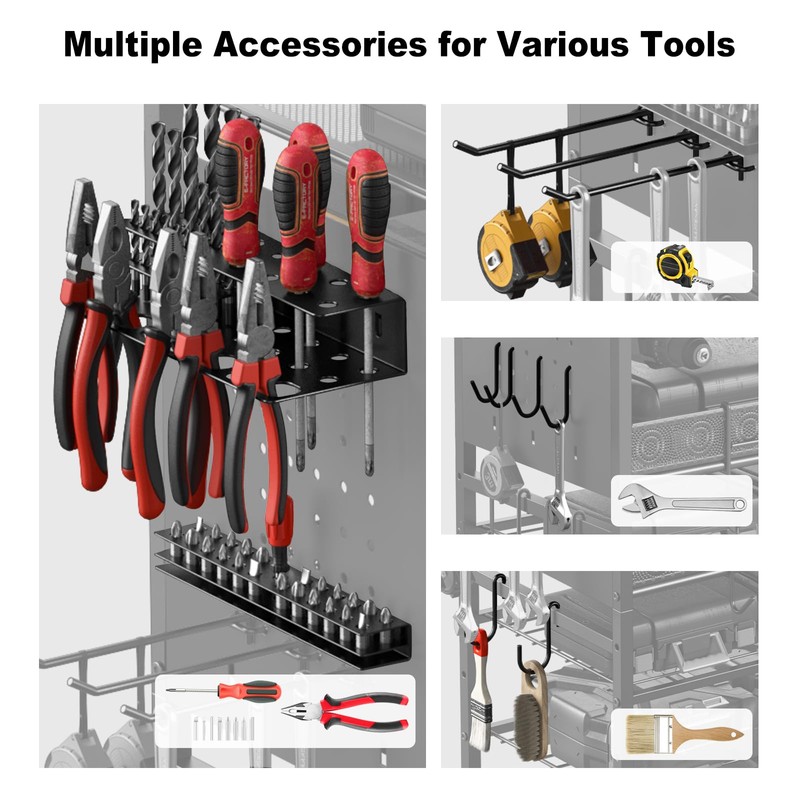 JUNNUJ Power Tool Organizer Floor Stand with Charging Station, Garage