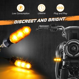 NTHREEAUTO 4PCS Motorcycle Turn Signals, Universal LED Turn Signal Light Front Rear Blinkers Compatible with Motorbike Scooter Quad Cruiser Off Road Turing, Amber