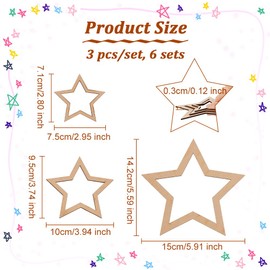 OLYCRAFT 18pcs 3 Size Star Shaped Dream Catcher Frame Wooden Rings Wood Star Hoops Wooden Hoop Rings Circle Nature Wooden Hoop Craft Rings for Floral Wreath Wall Hangings DIY Craft Supplies Home Decor