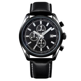 OCHSTIN Fashionable Leather Starp Watch Round Dial Display Quartz Wristwatch (White Circle)