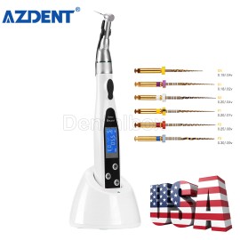AZDENT Dental LED Wireless Endodontic Endo Motor 16:1 Contra Angle/6pc NiTi Rotary File - Full set