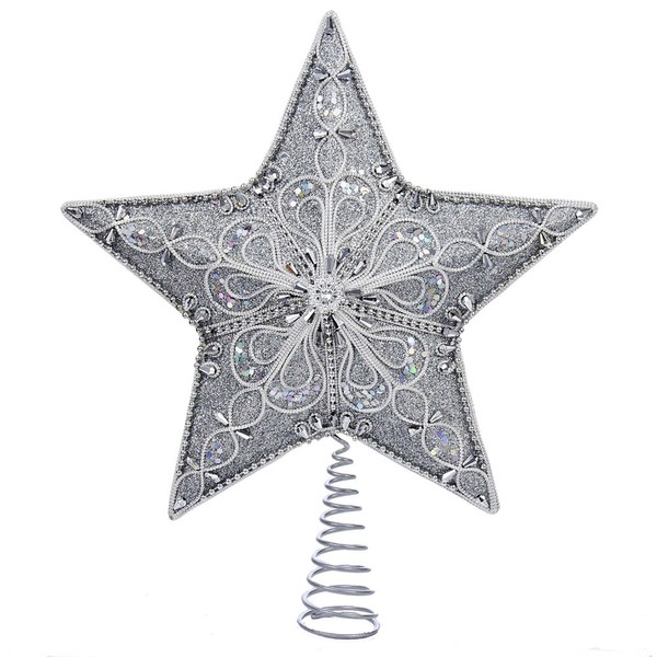 Kurt Adler Star Treetop, 13.5-Inch, Silver