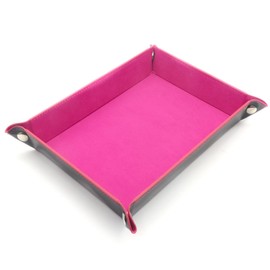 Haxtec Dice Tray Magenta PU Leather Folding Dice Tray Velvet for TTRPG Dungeon and Dragons Dice Games DND Gifts