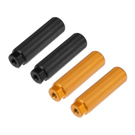 X AUTOHAUX 2 Pair 100x28mm Universal Aluminum Alloy Axle Rear Foot Pegs Footrests for BMX MTB Bike Bicycle Fit 3/8 Inch Black and Gold Tone