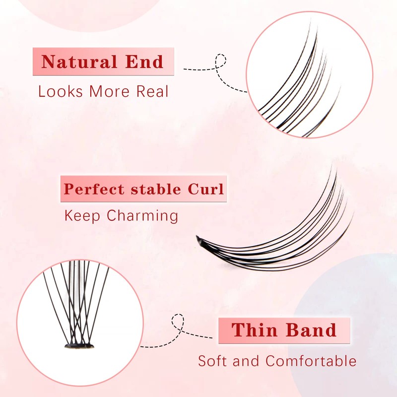 Glowingwin Individual Lashes Cluster Lashes Natural Look False Eyelashes Individual