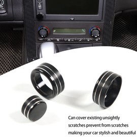 Lcojicep Car knob Ring Decoration Compatible with Corvette C6 Z06 ZR1 2007-2013 Aluminum Alloy Air Conditioner Volume Switch Knob Cover Trim Accessories (Black)