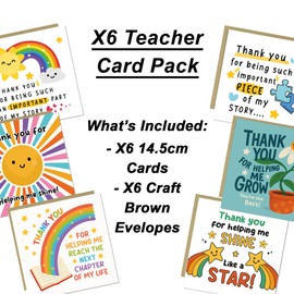 RED OCEAN Teacher Thank You Cards Multipack Assortment 6 Cards With Envelopes Nursery Teacher Appreciation Thank You Card End of Term Leaving School