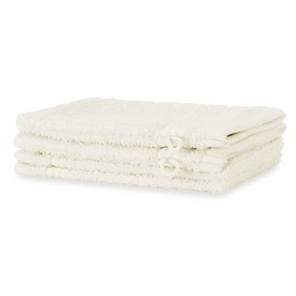 Merana Rome Wash Cloth Set | Absorbent, Soft and Lint-Free | Terry Wash Mitts in Luxury Quality Made of Heavy Cotton 590 GSM (Coconut, 4 x Wash Mitt (15 x 20 cm)
