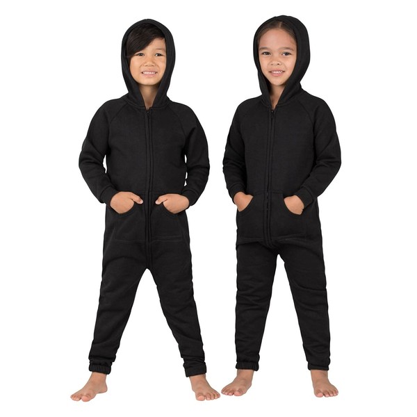 Joggies - Pitch Black Footless Hoodie One Piece Tracksuit -