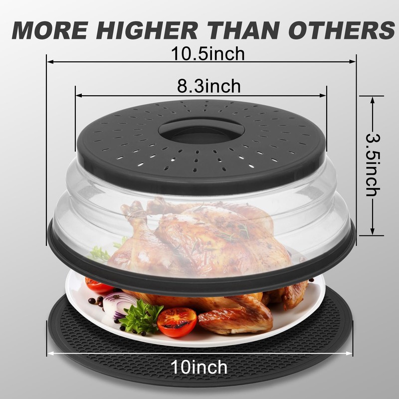 4 in 1,WENWELL 2 Microwave Splatter Cover & 2 Mat,Cooking