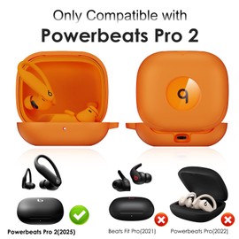 LDSXAY for Beats Powerbeats Pro 2 Case Cover, Shockproof Magnetic Case for Powerbeats Pro 2 2025 Wireless Earbuds, Magnetic Lock Lid Protective Cover with Cleaner Kit & Carabiner (Orange)