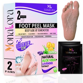 MonaLora Foot Peel Mask for Dry, Cracked Heels – Exfoliating Callus Remover with Natural Fruit Extracts – Baby Soft Feet in 1 Week – 2 Packs | Lavender Scent